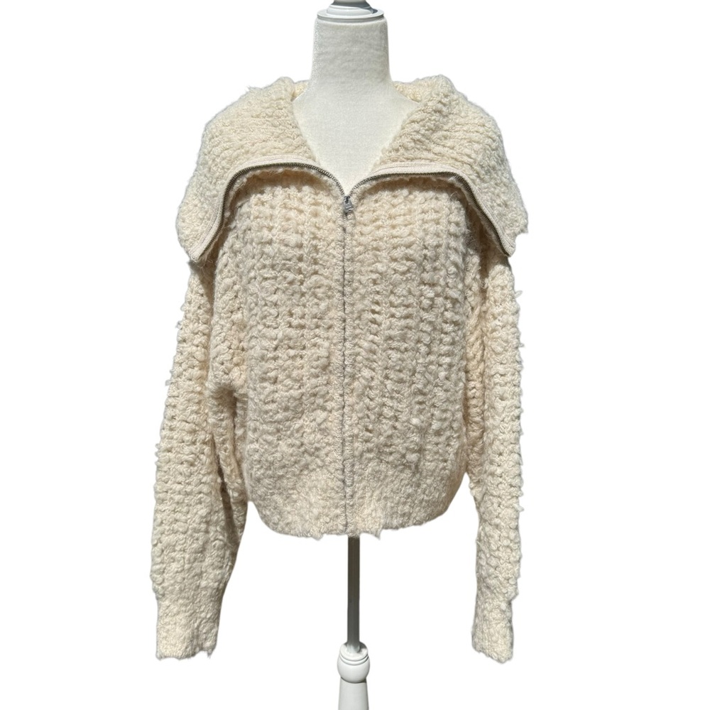 NWT Banana Republic ALPACA-WOOL BOUCLÉ ZIP-FRONT SWEATER - Picture 5 of 8